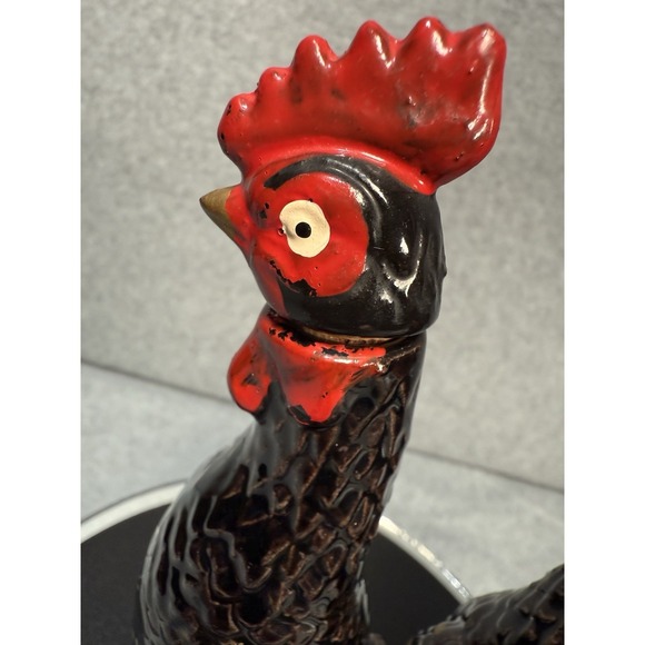 VTG Rooster Oil Vinegar Cruet Set Ceramic Farmhouse Kitchen Decor 7" Chickens - Picture 12 of 13